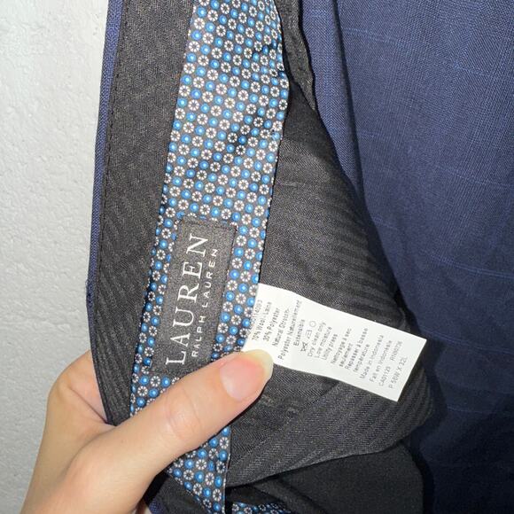 Ralph Lauren Men's Classic-Fit Flat Front Suit Pants, Blue Plaid 56x32 $190 - Picture 8 of 10